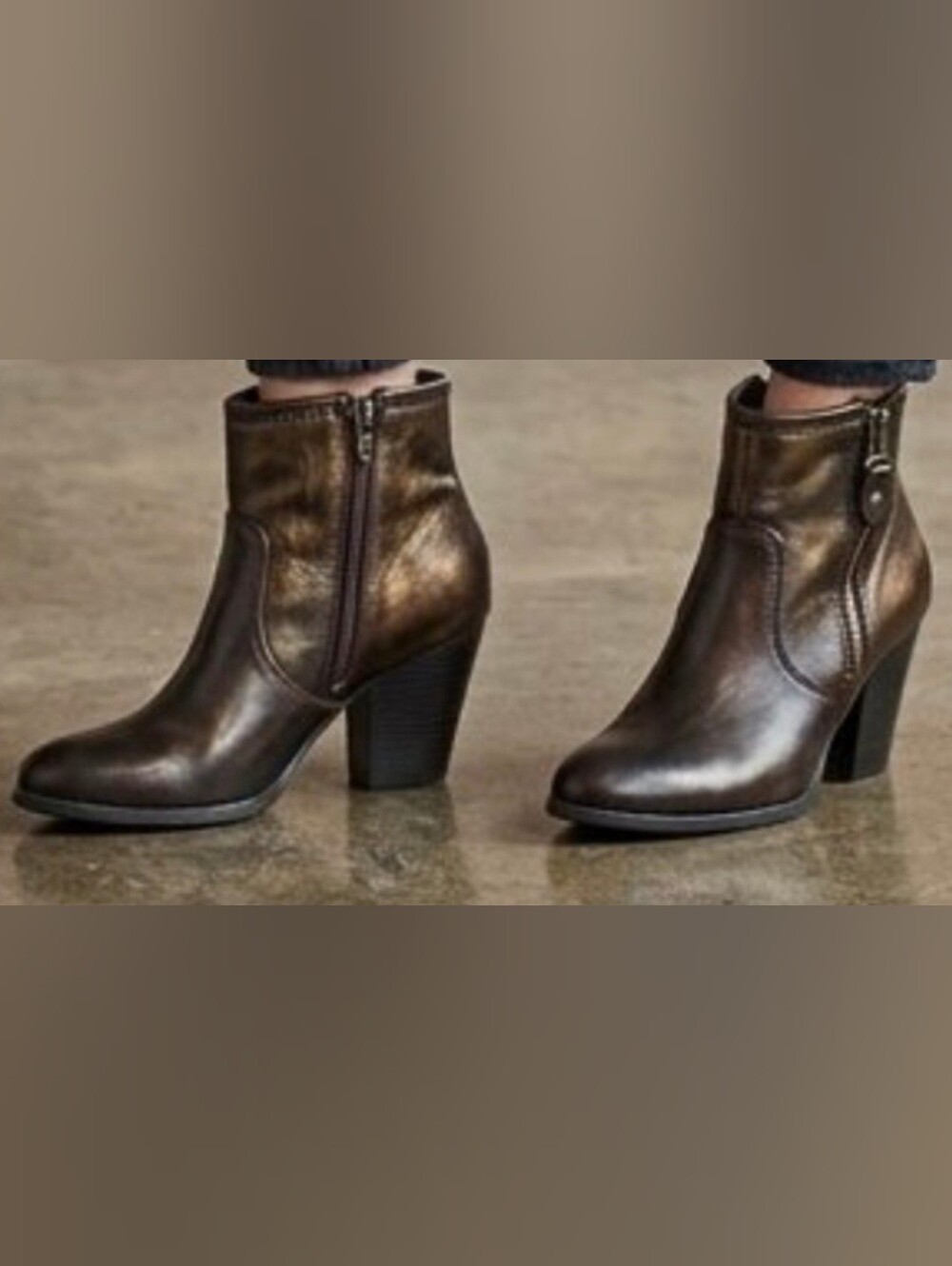 Nine West Dark Brown Leather Zip Ankle Booties